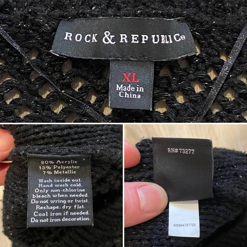 Rock & Republic EUC Black Knit Sweater - Picture 4 of 4